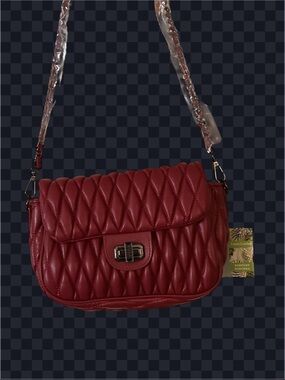 Badgley Mischka Quilted Burgundy Shoulder Bag